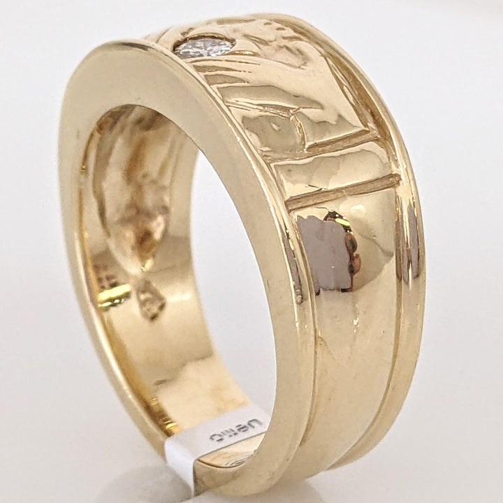 14K .10 CARAT TOTAL L SI2 I DIAMOND ROUND ESTATE CLADDAGH BAND 8.9 GRAMS