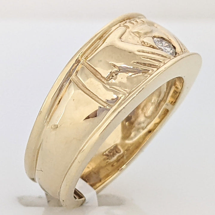 14K .10 CARAT TOTAL L SI2 I DIAMOND ROUND ESTATE CLADDAGH BAND 8.9 GRAMS