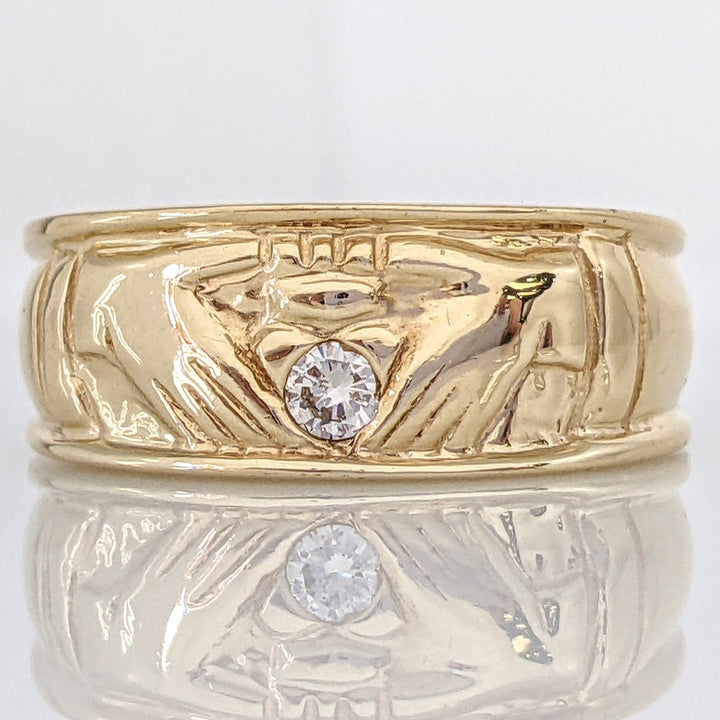 14K .10 CARAT TOTAL L SI2 I DIAMOND ROUND ESTATE CLADDAGH BAND 8.9 GRAMS