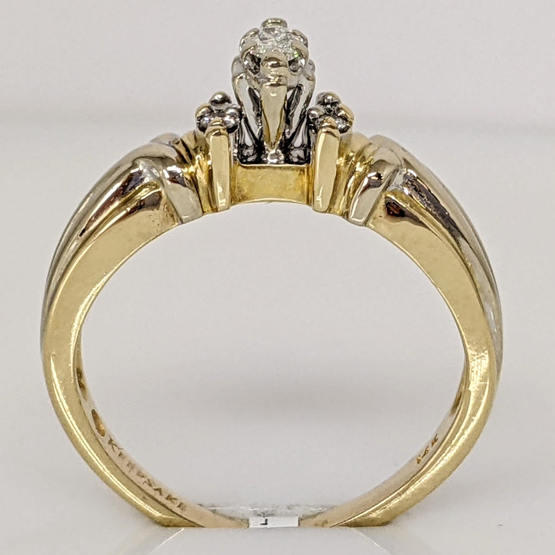 14K .28 CARAT TOTAL WEIGHT SI2 H DIAMOND MARQUISE CUT WITH (4) ROUND ESTATE RING 4.3 GRAMS