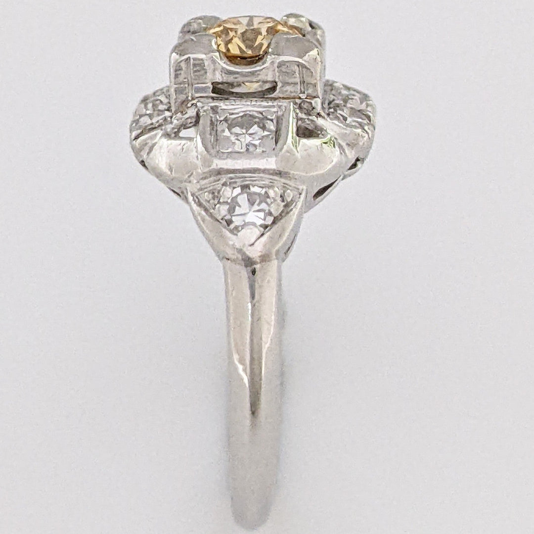 PLATINUM .56 CARAT TOTAL WEIGHT SI1-VS2 H/ YELLOW ESTATE RING 3.5 GRAMS