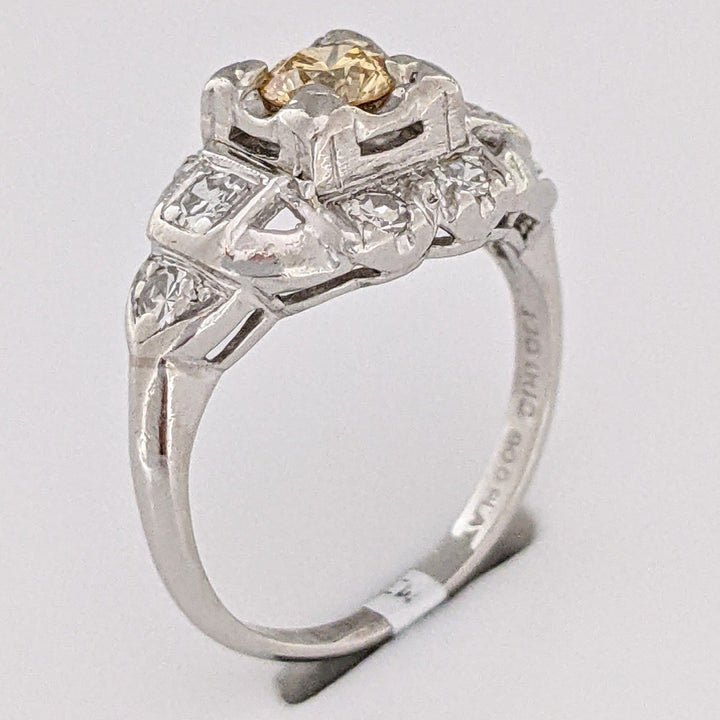 PLATINUM .56 CARAT TOTAL WEIGHT SI1-VS2 H/ YELLOW ESTATE RING 3.5 GRAMS