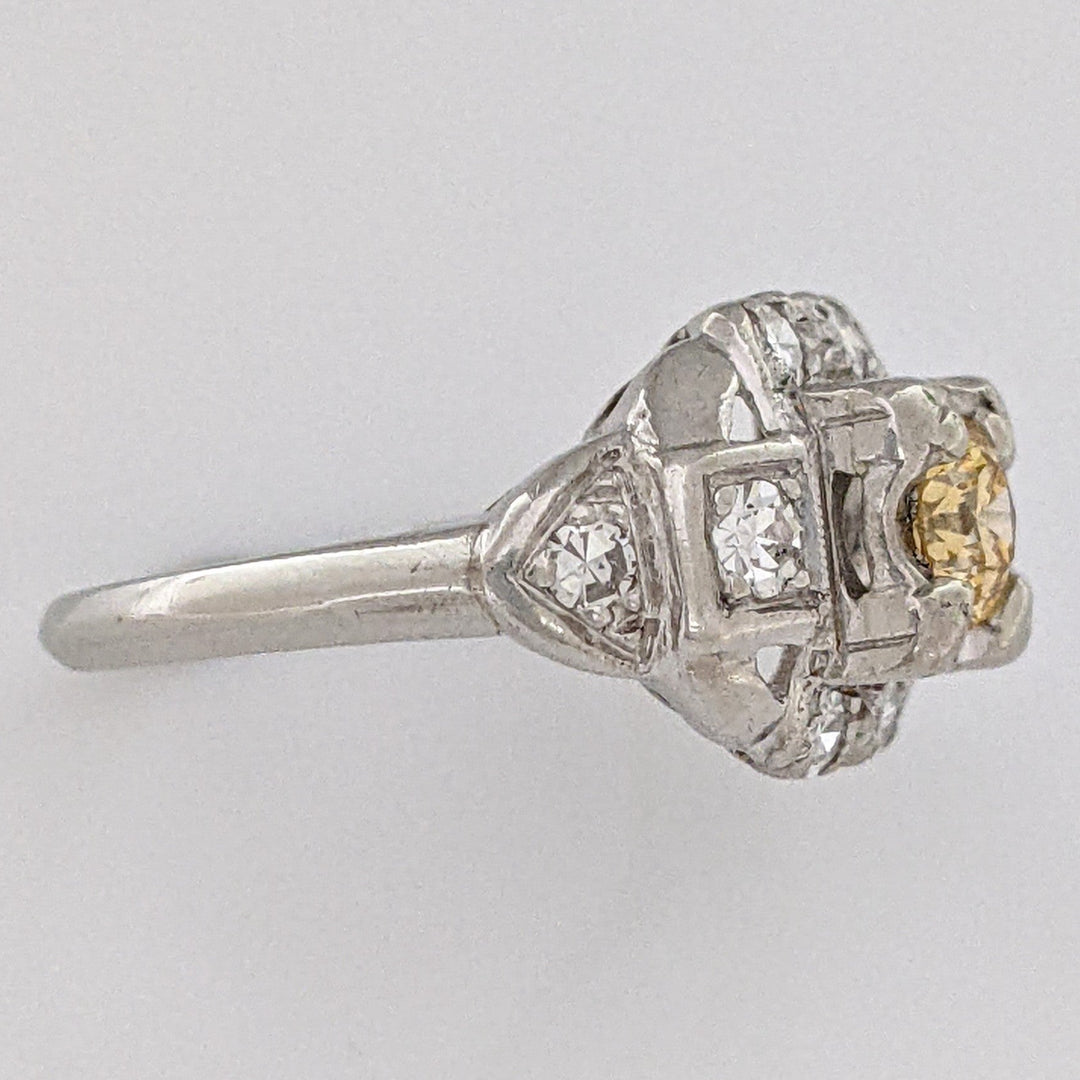 PLATINUM .56 CARAT TOTAL WEIGHT SI1-VS2 H/ YELLOW ESTATE RING 3.5 GRAMS