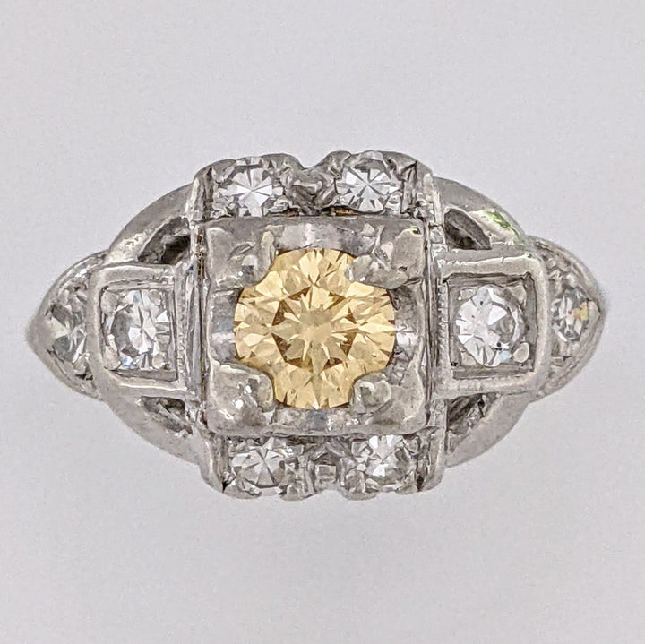 PLATINUM .56 CARAT TOTAL WEIGHT SI1-VS2 H/ YELLOW ESTATE RING 3.5 GRAMS