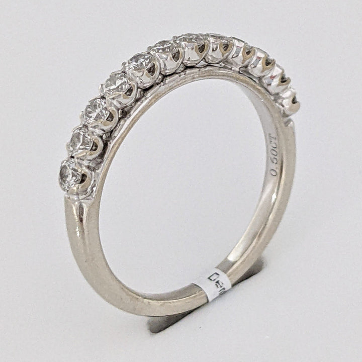 14K WHITE .54 CARAT TOTAL WEIGHT SI2 I DIAMOND ROUND (12) ESTATE BAND 3.0 GRAMS