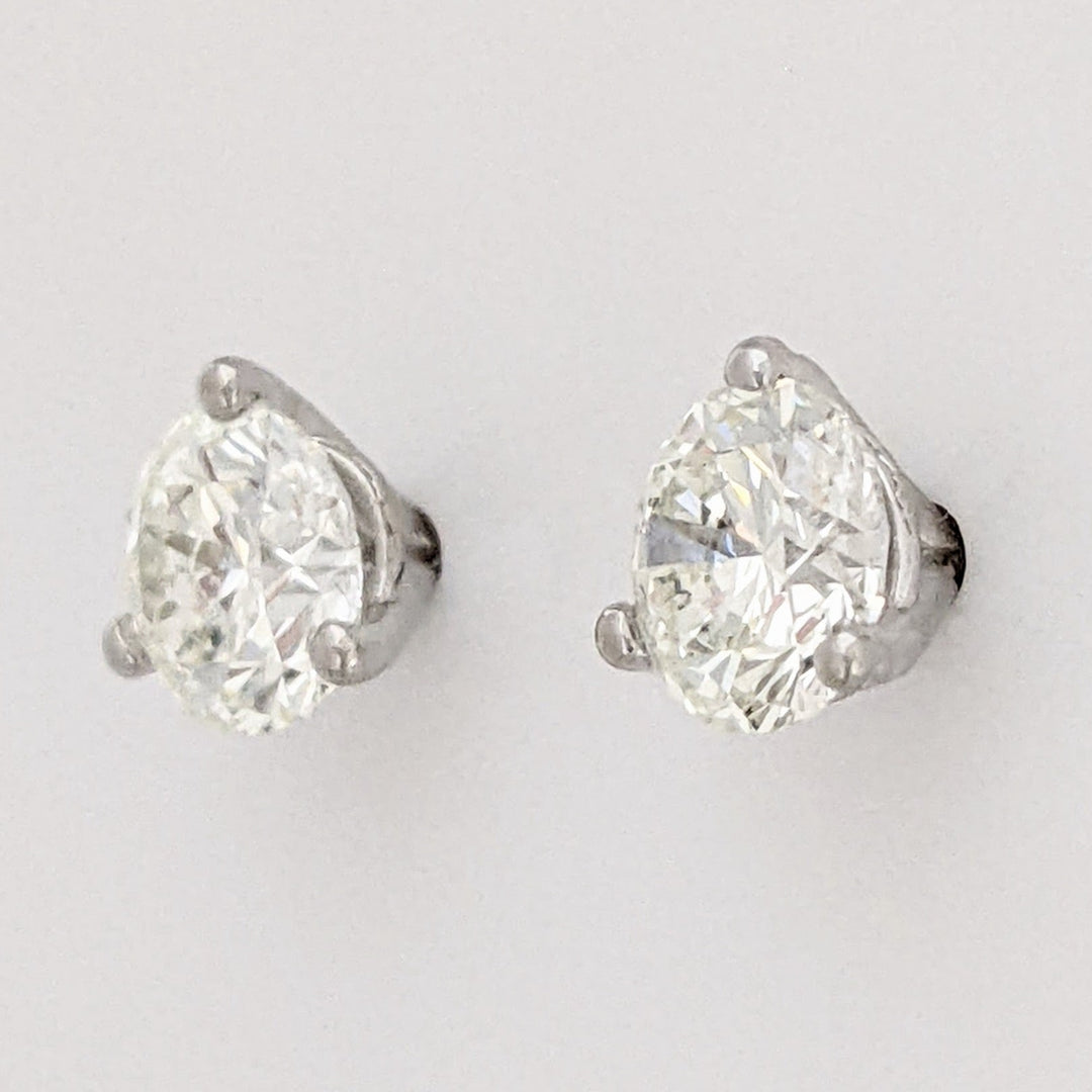 14K WHITE 1.44 CARAT TOTAL WEIGHT VS2 J-K DIAMOND ROUND (2) ESTATE MARTINI EARRINGS 1.2 GRAMS