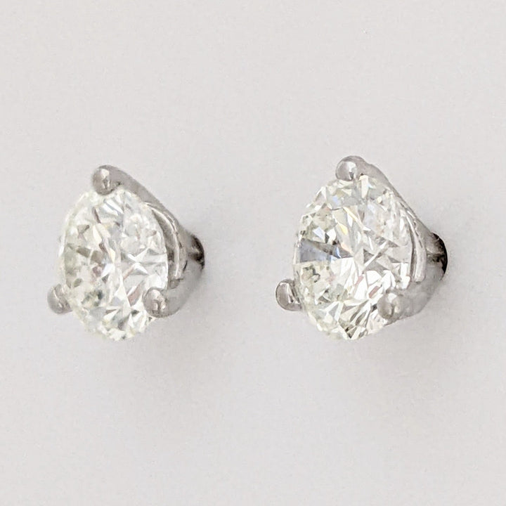 14K WHITE 1.44 CARAT TOTAL WEIGHT VS2 J-K DIAMOND ROUND (2) ESTATE MARTINI EARRINGS 1.2 GRAMS