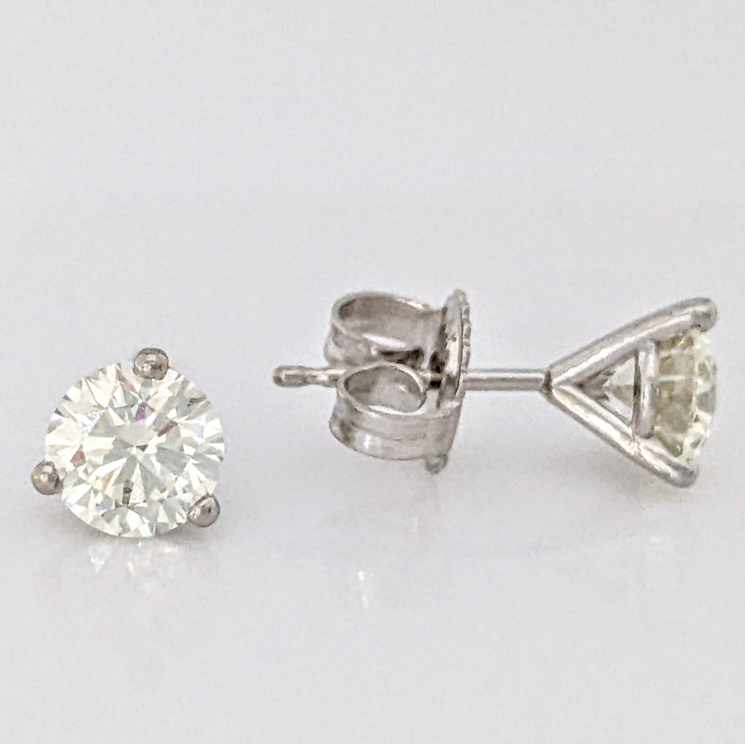 14K WHITE 1.44 CARAT TOTAL WEIGHT VS2 J-K DIAMOND ROUND (2) ESTATE MARTINI EARRINGS 1.2 GRAMS