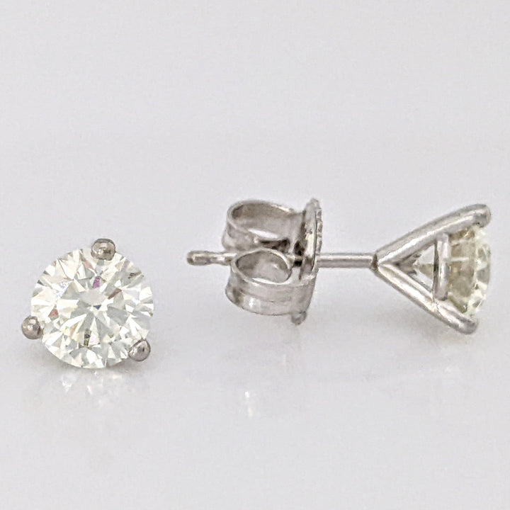 14K WHITE 1.44 CARAT TOTAL WEIGHT VS2 J-K DIAMOND ROUND (2) ESTATE MARTINI EARRINGS 1.2 GRAMS