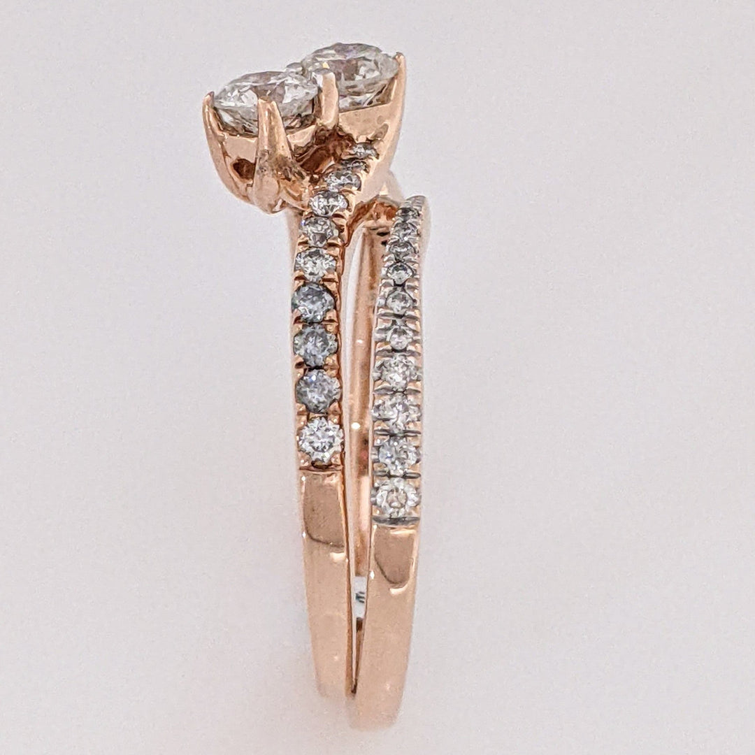 14K ROSE .92 CARAT TOTAL WEIGHT I1-I2 I-K DIAMOND (40) BYPASS ESTATE RING/ BAND SET 5.2 GRAMS
