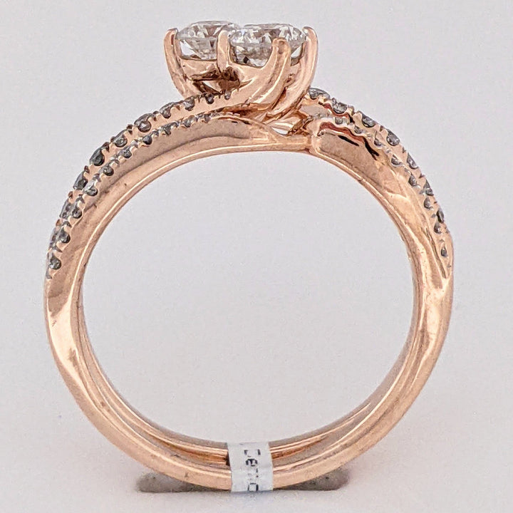 14K ROSE .92 CARAT TOTAL WEIGHT I1-I2 I-K DIAMOND (40) BYPASS ESTATE RING/ BAND SET 5.2 GRAMS