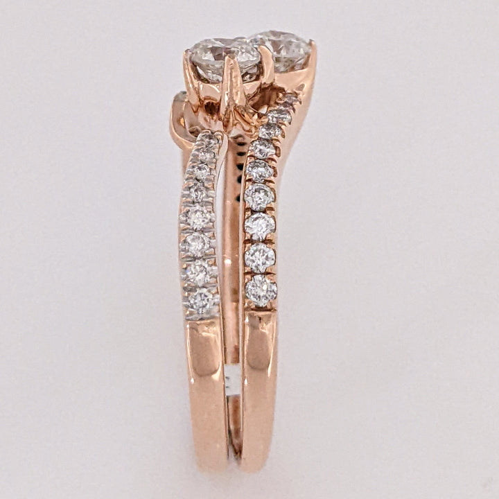 14K ROSE .92 CARAT TOTAL WEIGHT I1-I2 I-K DIAMOND (40) BYPASS ESTATE RING/ BAND SET 5.2 GRAMS
