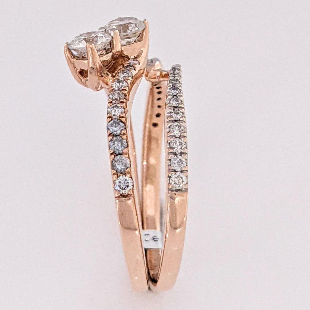 14K ROSE .92 CARAT TOTAL WEIGHT I1-I2 I-K DIAMOND (40) BYPASS ESTATE RING/ BAND SET 5.2 GRAMS