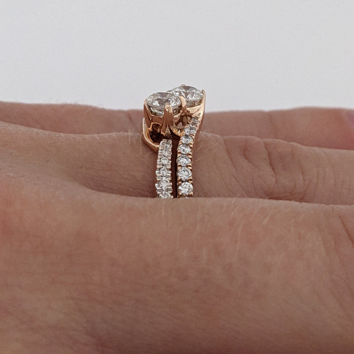 14K ROSE .92 CARAT TOTAL WEIGHT I1-I2 I-K DIAMOND (40) BYPASS ESTATE RING/ BAND SET 5.2 GRAMS