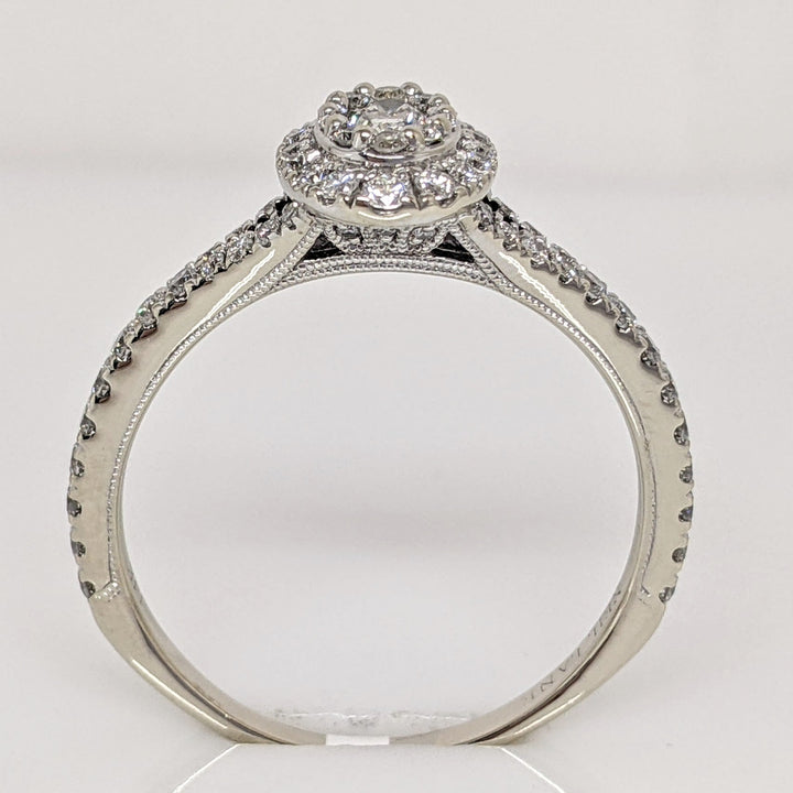 14K WHITE 1.00 CARAT TOTAL WEIGHT SI1 H DIAMOND OVAL (1) ROUND (66) NEIL LANE ESTATE RING 3.4 GRAMS