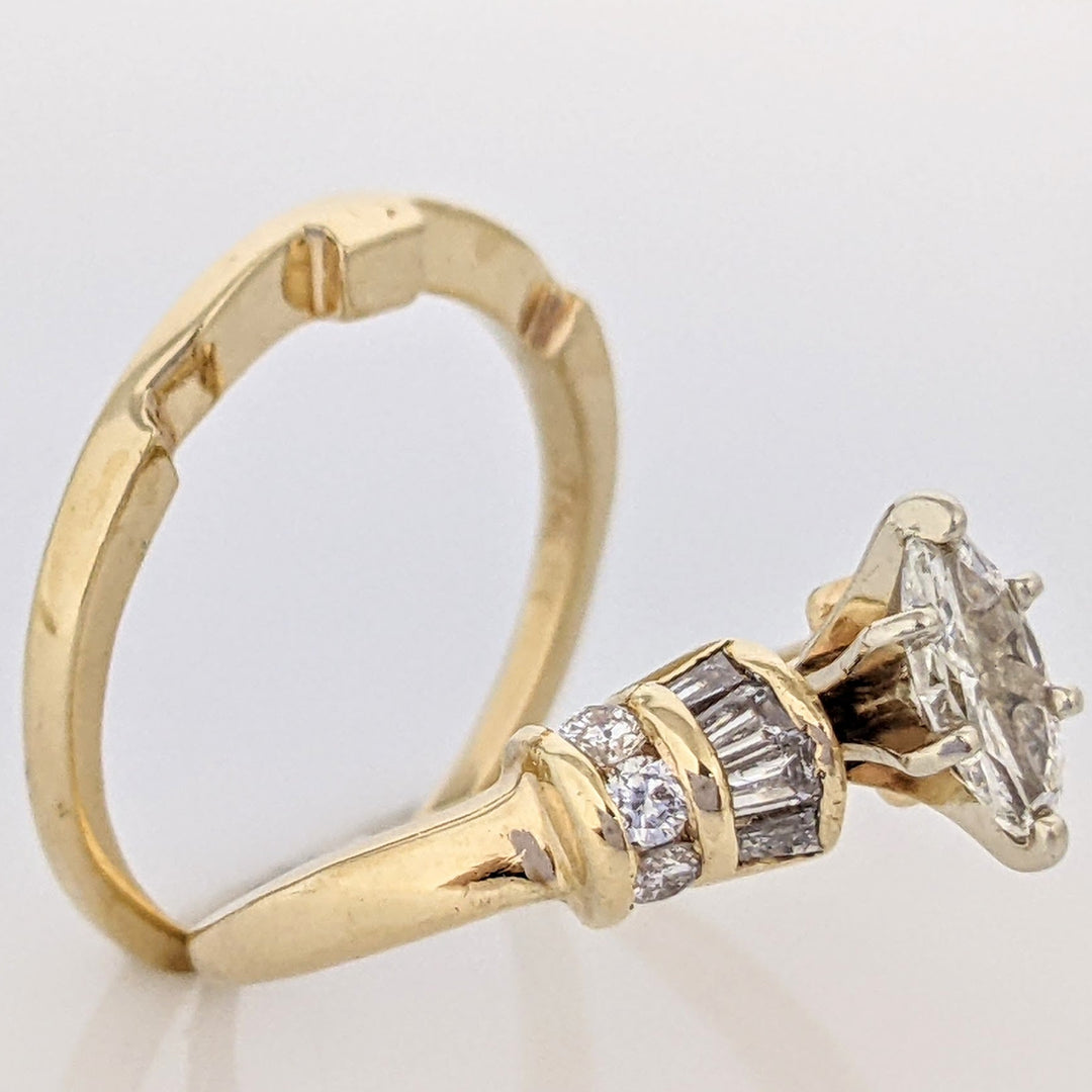 14K .71 CARAT TOTAL WEIGHT VS1-SI1 I DIAMOND MARQUISE CUT WITH (8) BAGUETTE CUT AND (6) ROUND DIAMOND ESTATE SET