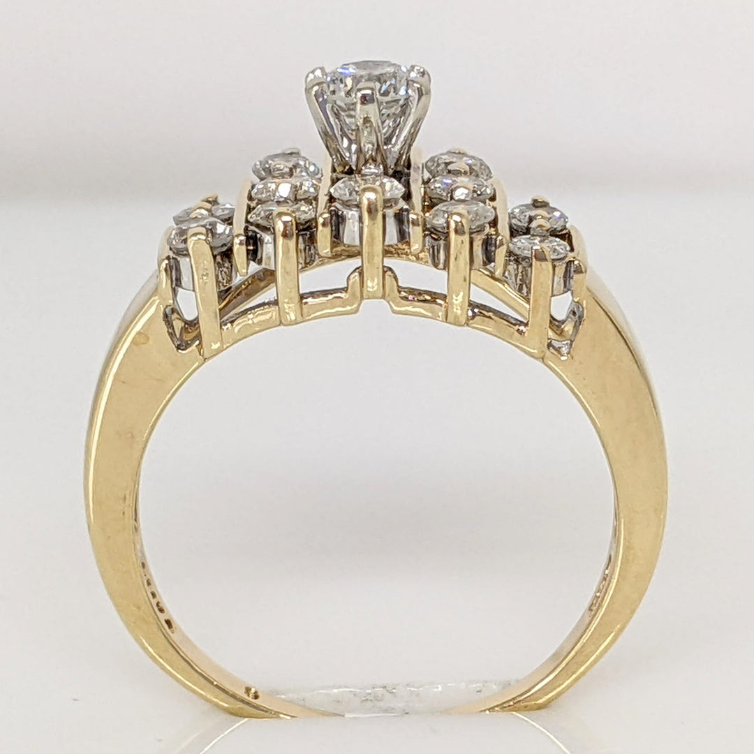 14K .68 CARAT TOTAL WEIGHT I1 J DIAMOND ROUND (13) CLUSTER ESTATE RING 3.9 GRAMS