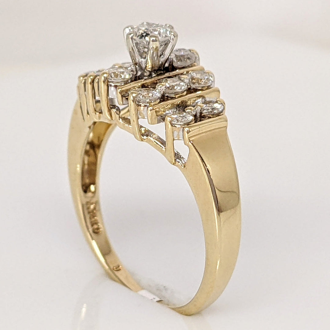 14K .68 CARAT TOTAL WEIGHT I1 J DIAMOND ROUND (13) CLUSTER ESTATE RING 3.9 GRAMS