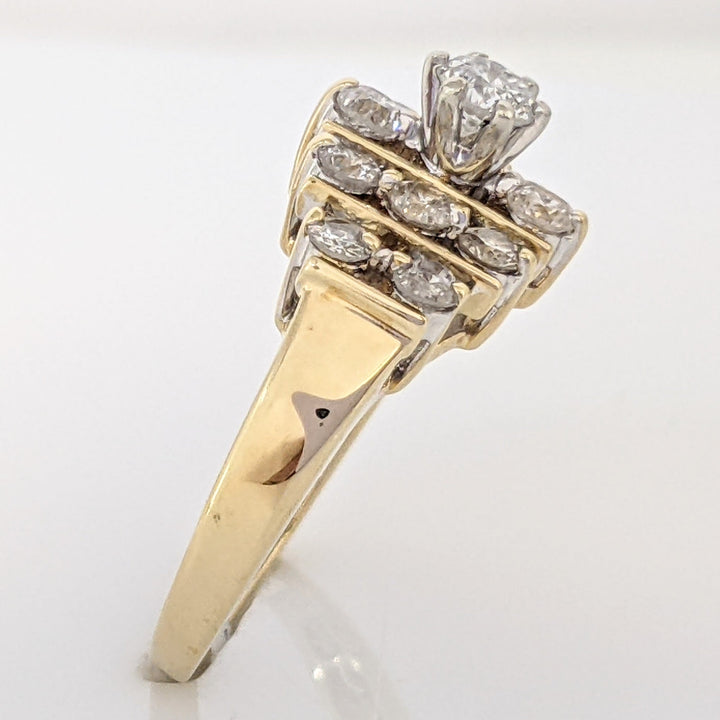 14K .68 CARAT TOTAL WEIGHT I1 J DIAMOND ROUND (13) CLUSTER ESTATE RING 3.9 GRAMS