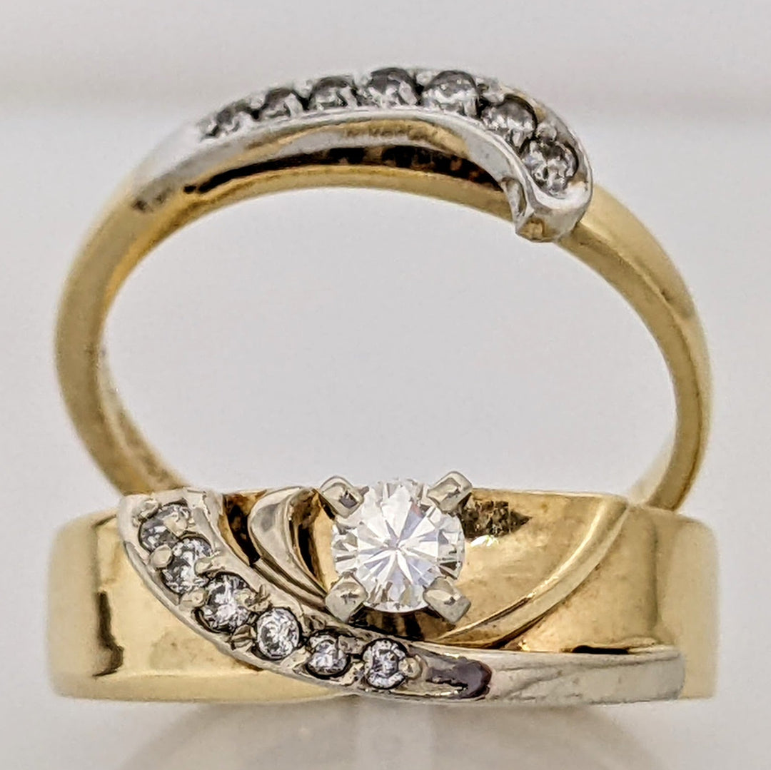 14K .33 CARAT TOTAL WEIGHT (14) ROUND DIAMOND ESTATE RING/ SET 6.7 GRAMS
