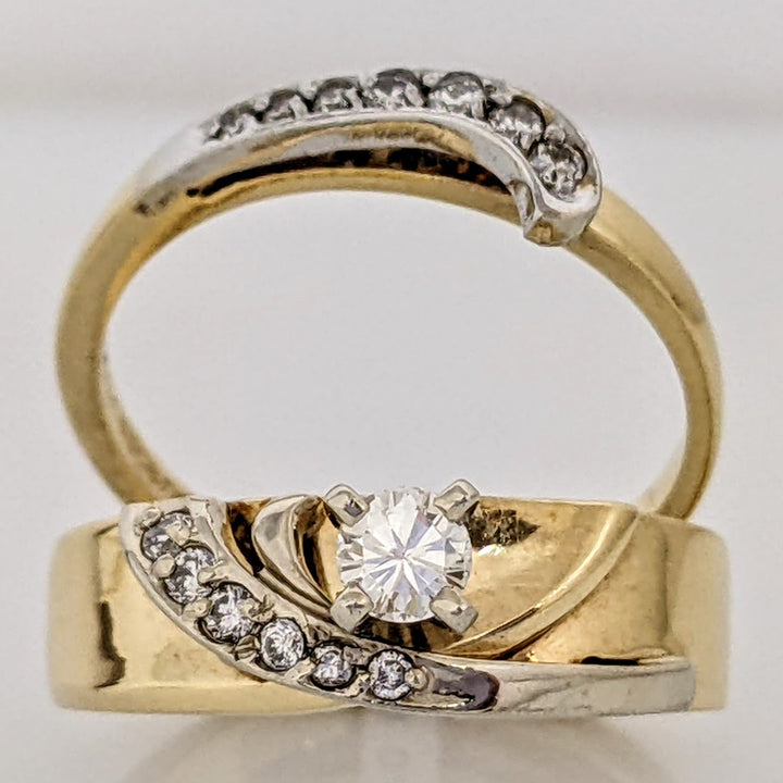 14K .33 CARAT TOTAL WEIGHT (14) ROUND DIAMOND ESTATE RING/ SET 6.7 GRAMS