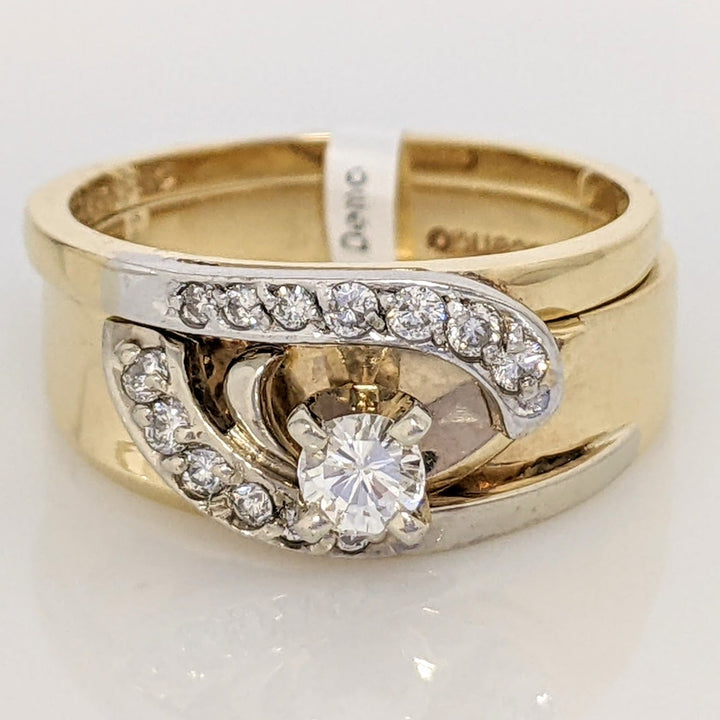 14K .33 CARAT TOTAL WEIGHT (14) ROUND DIAMOND ESTATE RING/ SET 6.7 GRAMS