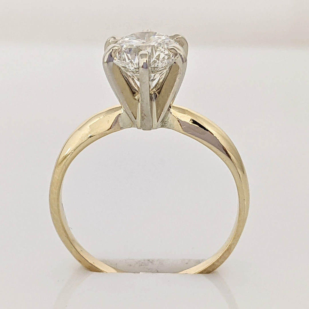 14K 1.08 CARAT TOTAL I1 F DIAMOND ROUND 6-PRONG ESTATE SOLITAIRE RING 2.6 GRAMS