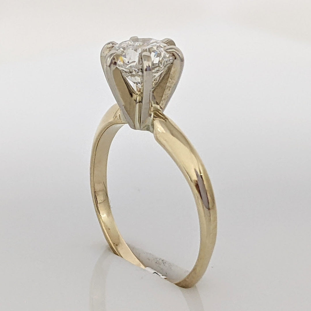 14K 1.08 CARAT TOTAL I1 F DIAMOND ROUND 6-PRONG ESTATE SOLITAIRE RING 2.6 GRAMS