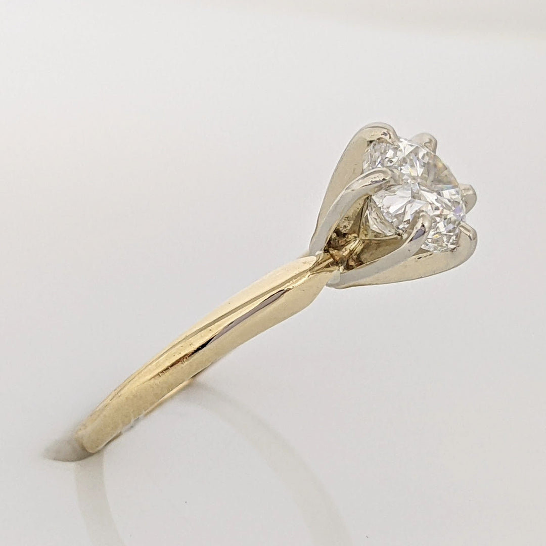 14K 1.08 CARAT TOTAL I1 F DIAMOND ROUND 6-PRONG ESTATE SOLITAIRE RING 2.6 GRAMS