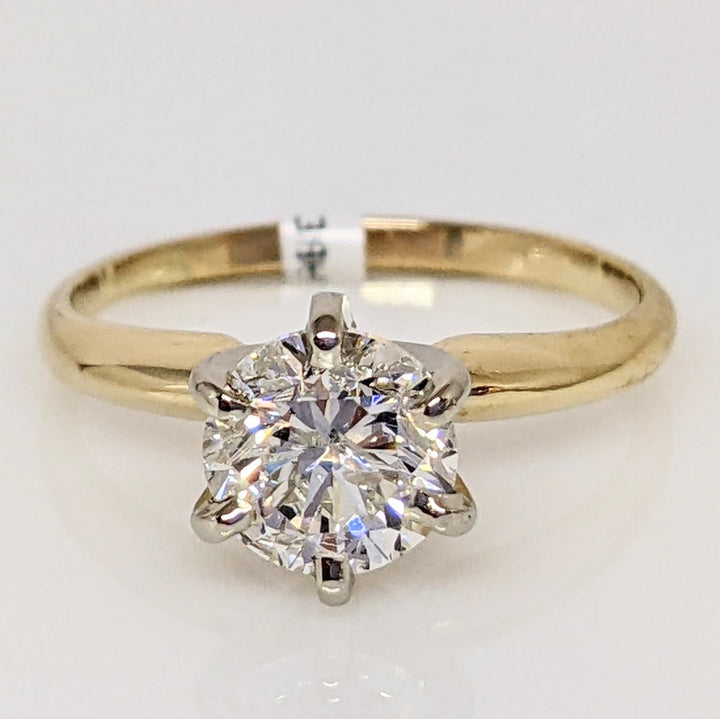 14K 1.08 CARAT TOTAL I1 F DIAMOND ROUND 6-PRONG ESTATE SOLITAIRE RING 2.6 GRAMS