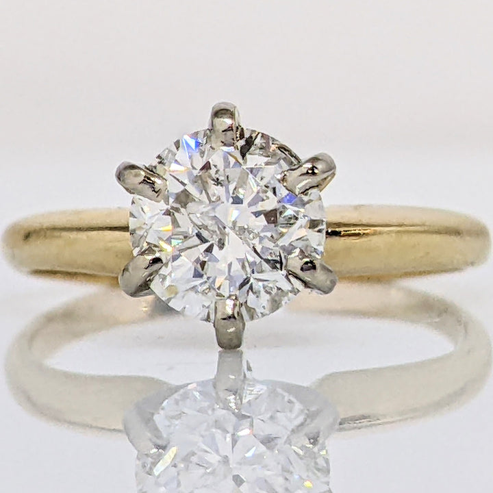 14K 1.08 CARAT TOTAL I1 F DIAMOND ROUND 6-PRONG ESTATE SOLITAIRE RING 2.6 GRAMS
