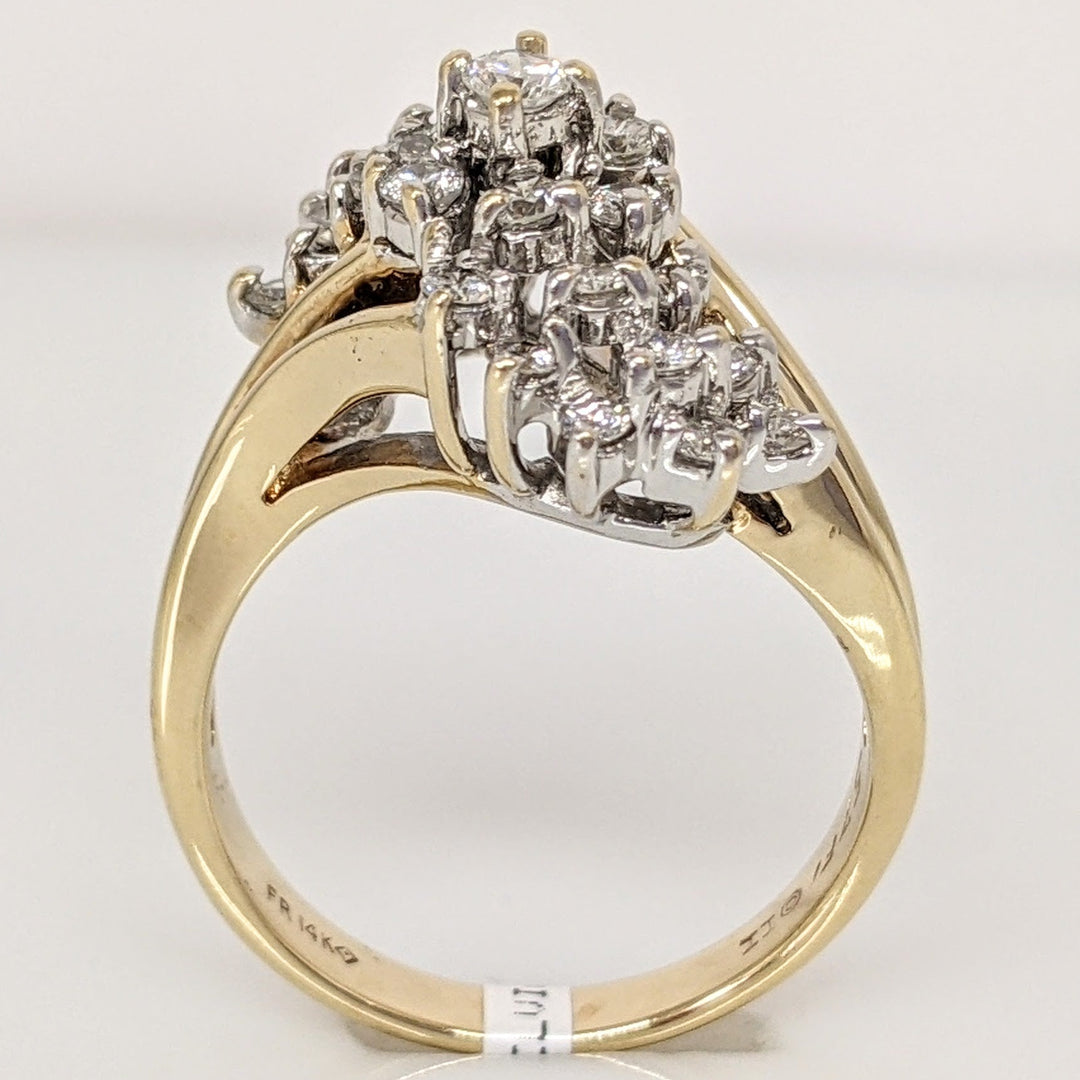 14K .78 CARAT TOTAL WEIGHT SI1 H DIAMOND ROUND (25) ESTATE CLUSTER RING 5.6 GRAMS