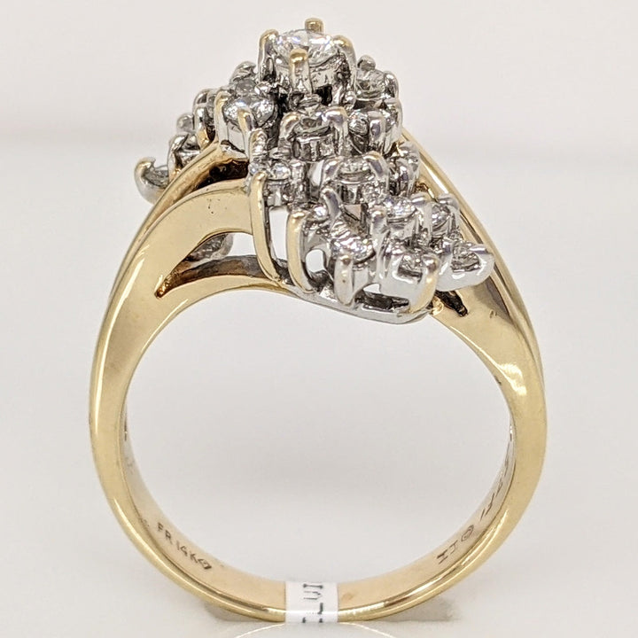 14K .78 CARAT TOTAL WEIGHT SI1 H DIAMOND ROUND (25) ESTATE CLUSTER RING 5.6 GRAMS