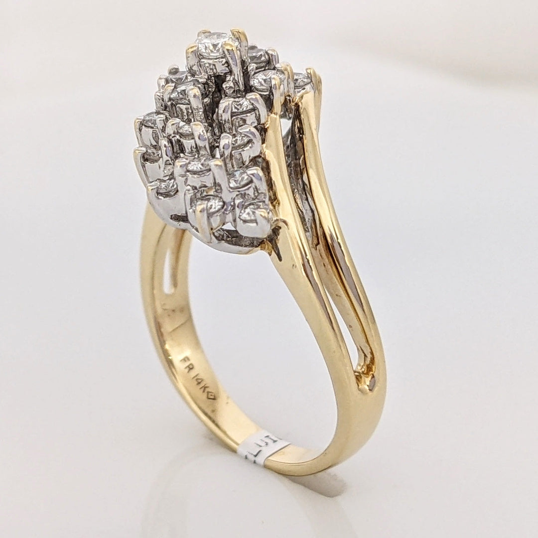 14K .78 CARAT TOTAL WEIGHT SI1 H DIAMOND ROUND (25) ESTATE CLUSTER RING 5.6 GRAMS