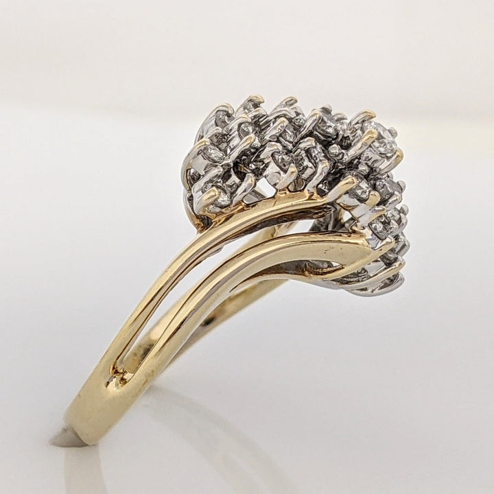 14K .78 CARAT TOTAL WEIGHT SI1 H DIAMOND ROUND (25) ESTATE CLUSTER RING 5.6 GRAMS