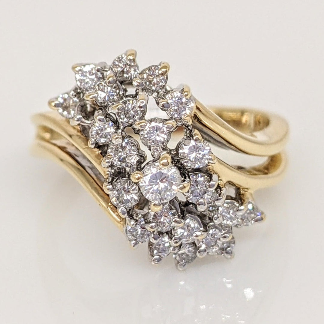 14K .78 CARAT TOTAL WEIGHT SI1 H DIAMOND ROUND (25) ESTATE CLUSTER RING 5.6 GRAMS