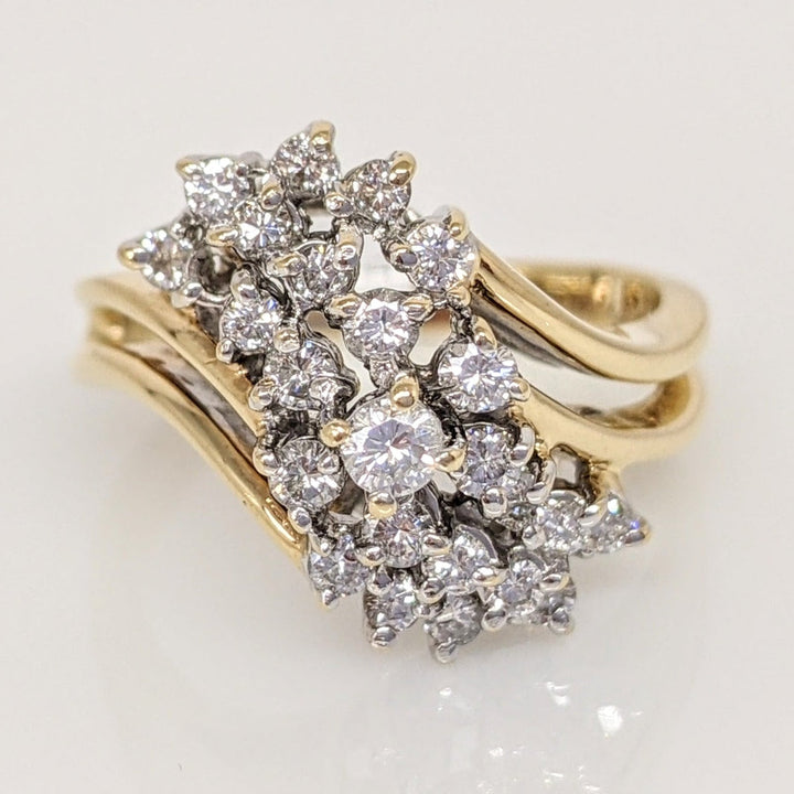 14K .78 CARAT TOTAL WEIGHT SI1 H DIAMOND ROUND (25) ESTATE CLUSTER RING 5.6 GRAMS