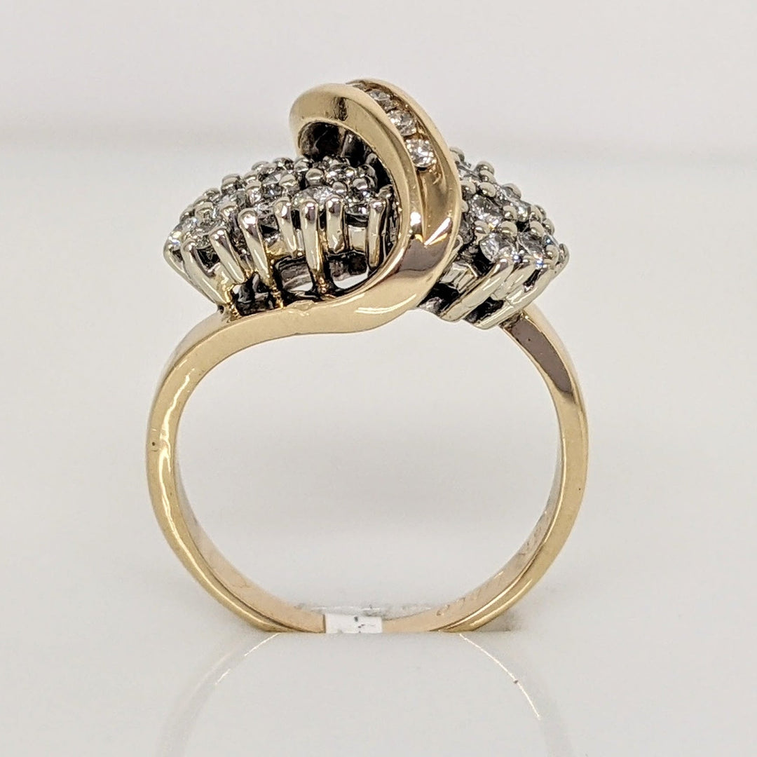14K .57 CARAT TOTAL WEIGHT SI G-H DIAMOND ROUND (31) SWIRL CLUSTER RING 4.5 GRAMS