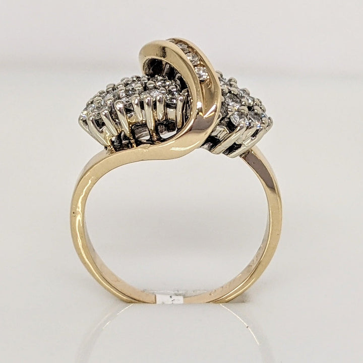 14K .57 CARAT TOTAL WEIGHT SI G-H DIAMOND ROUND (31) SWIRL CLUSTER RING 4.5 GRAMS