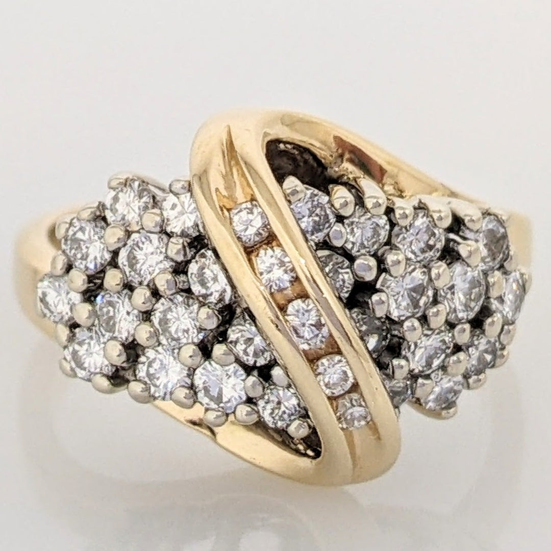 14K .57 CARAT TOTAL WEIGHT SI G-H DIAMOND ROUND (31) SWIRL CLUSTER RING 4.5 GRAMS