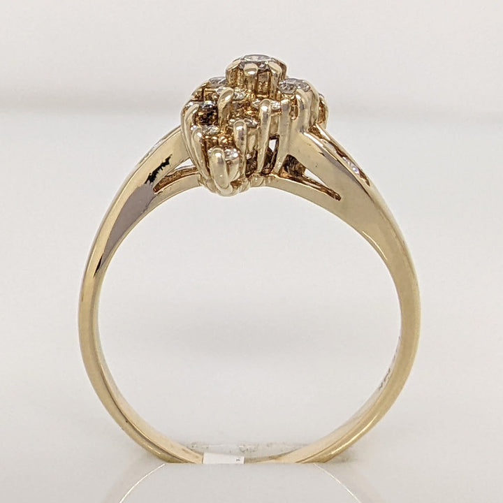 14K .49 CARAT TOTAL WEIGHT SI2 I DIAMOND ROUND (19) CLUSTER ESTATE RING 2.8 GRAMS
