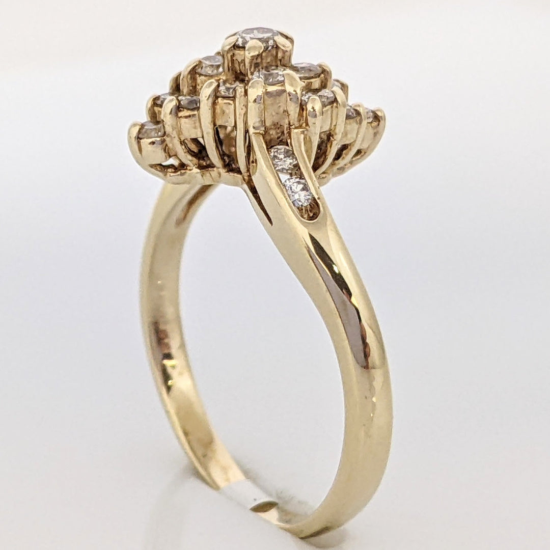 14K .49 CARAT TOTAL WEIGHT SI2 I DIAMOND ROUND (19) CLUSTER ESTATE RING 2.8 GRAMS