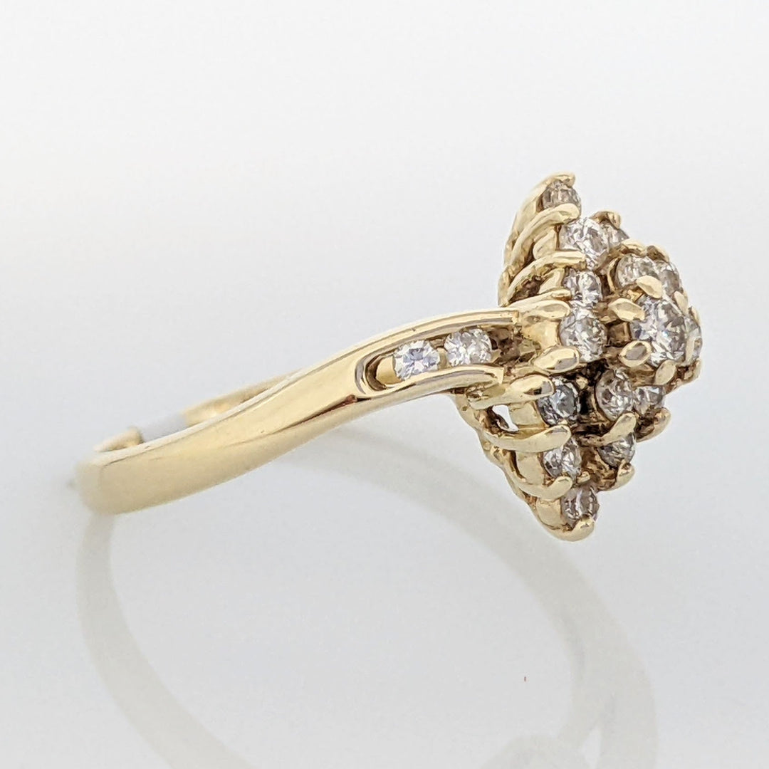 14K .49 CARAT TOTAL WEIGHT SI2 I DIAMOND ROUND (19) CLUSTER ESTATE RING 2.8 GRAMS