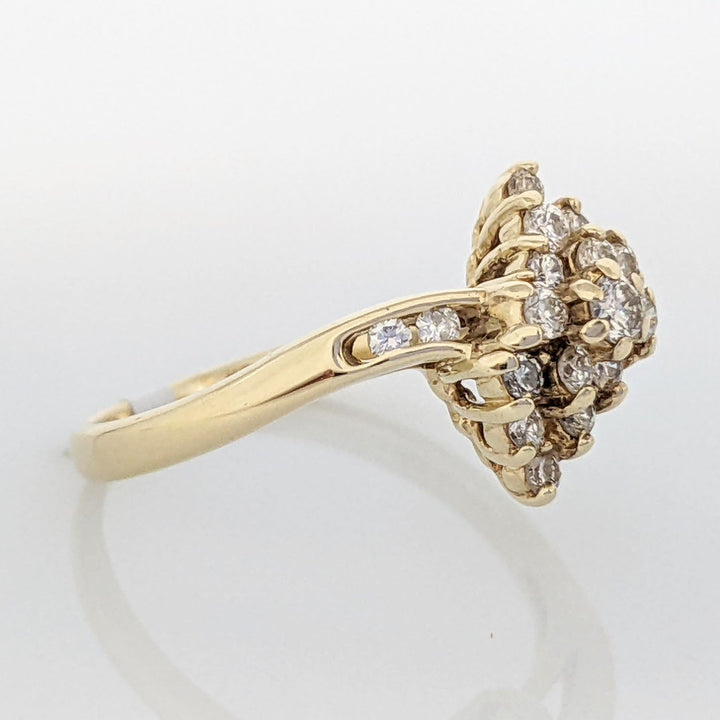 14K .49 CARAT TOTAL WEIGHT SI2 I DIAMOND ROUND (19) CLUSTER ESTATE RING 2.8 GRAMS