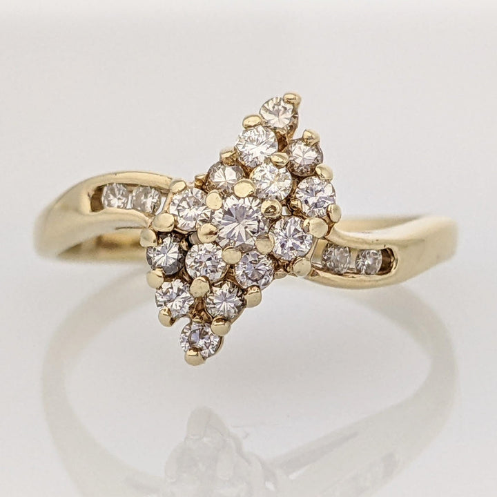 14K .49 CARAT TOTAL WEIGHT SI2 I DIAMOND ROUND (19) CLUSTER ESTATE RING 2.8 GRAMS