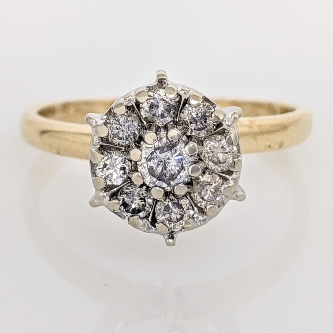 14K .43 CARAT TOTAL WEIGHT I1 H DIAMOND ROUND (9) ESTATE CLUSTER 3.1 GRAMS
