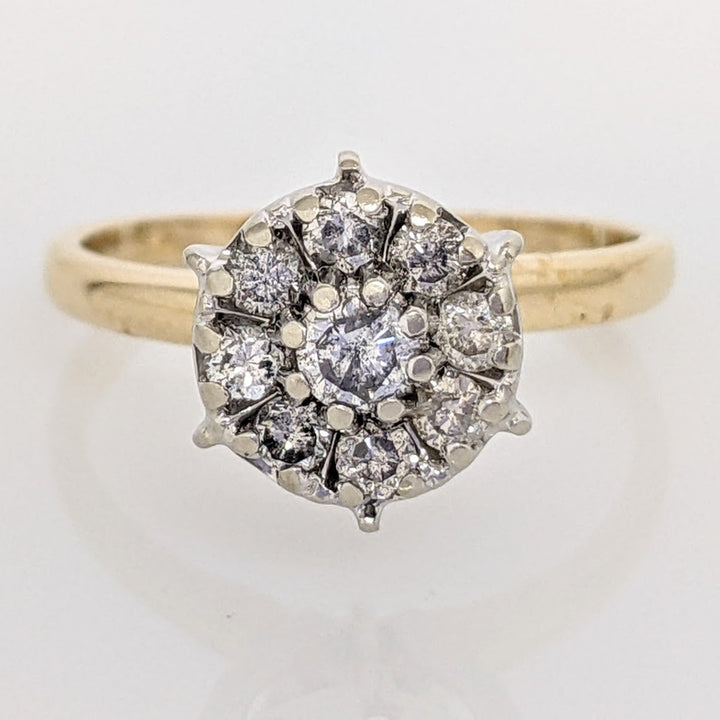 14K .43 CARAT TOTAL WEIGHT I1 H DIAMOND ROUND (9) ESTATE CLUSTER 3.1 GRAMS