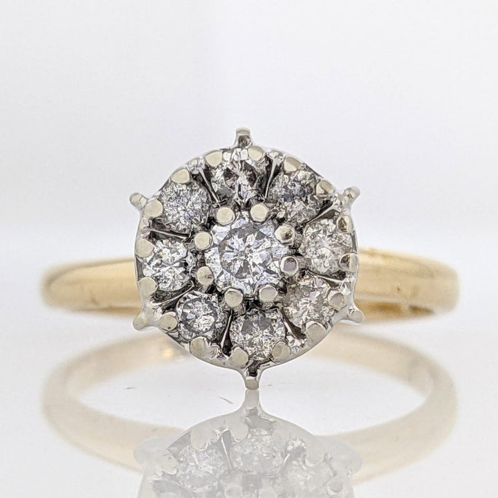 14K .43 CARAT TOTAL WEIGHT I1 H DIAMOND ROUND (9) ESTATE CLUSTER 3.1 GRAMS