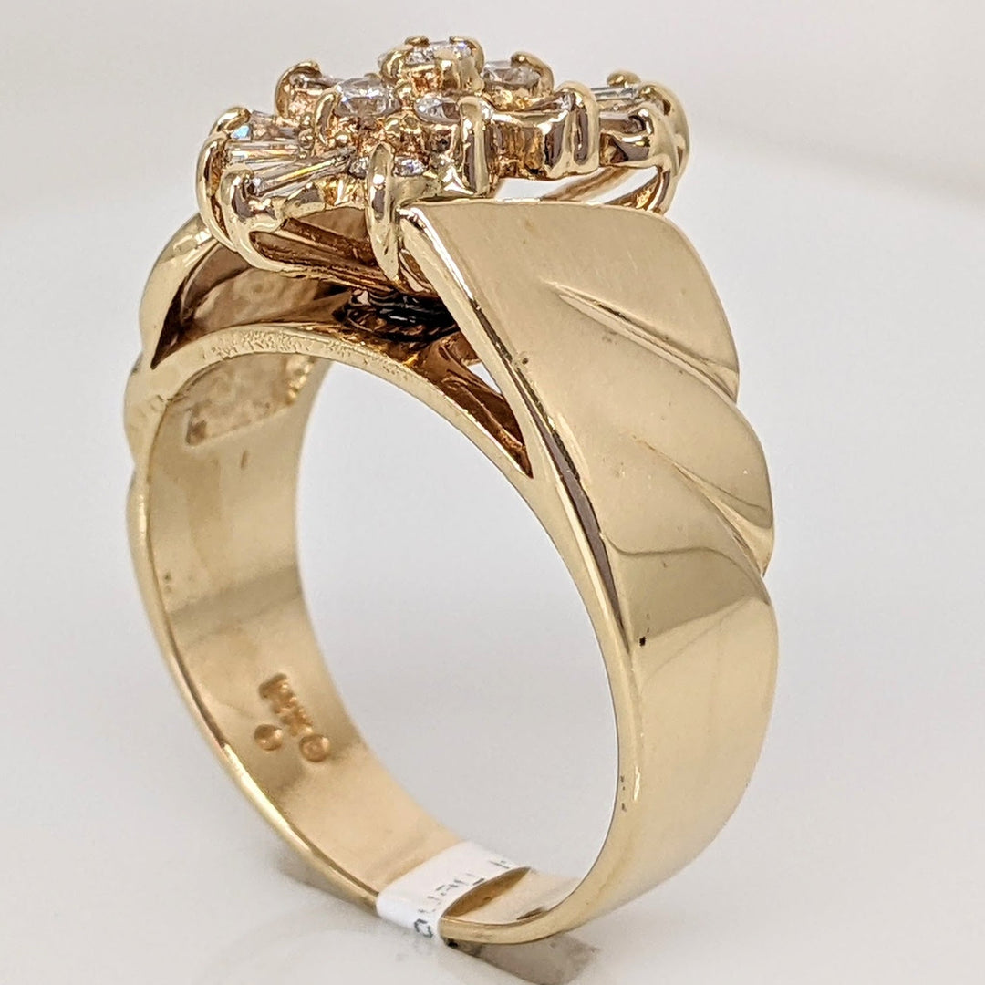 14K .50 CARAT TOTAL WEIGHT I1 G DIAMOND ROUND (7) BAGUETTE (8) CLUSTER ESTATE RING 5.8 GRAMS