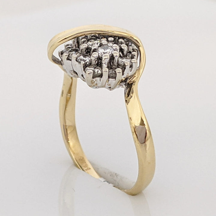 14K .54 CARAT TOTAL WEIGHT I1 G DIAMOND ROUND (18) CLUSTER ESTATE RING 2.7 GRAMS